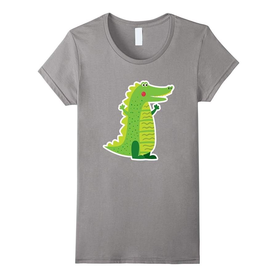 Cute Smiling Alligator Fashion Short Sleeved T-Shirt Animal Lover Adult & Toddler T Shirt