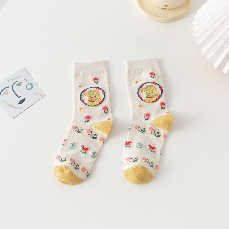 Korean Autumn and Winter New Animal Series Socks Women’s Mid Tube Stockings Puppy Rabbit Cat AB Cute Female Socks Unisex alx