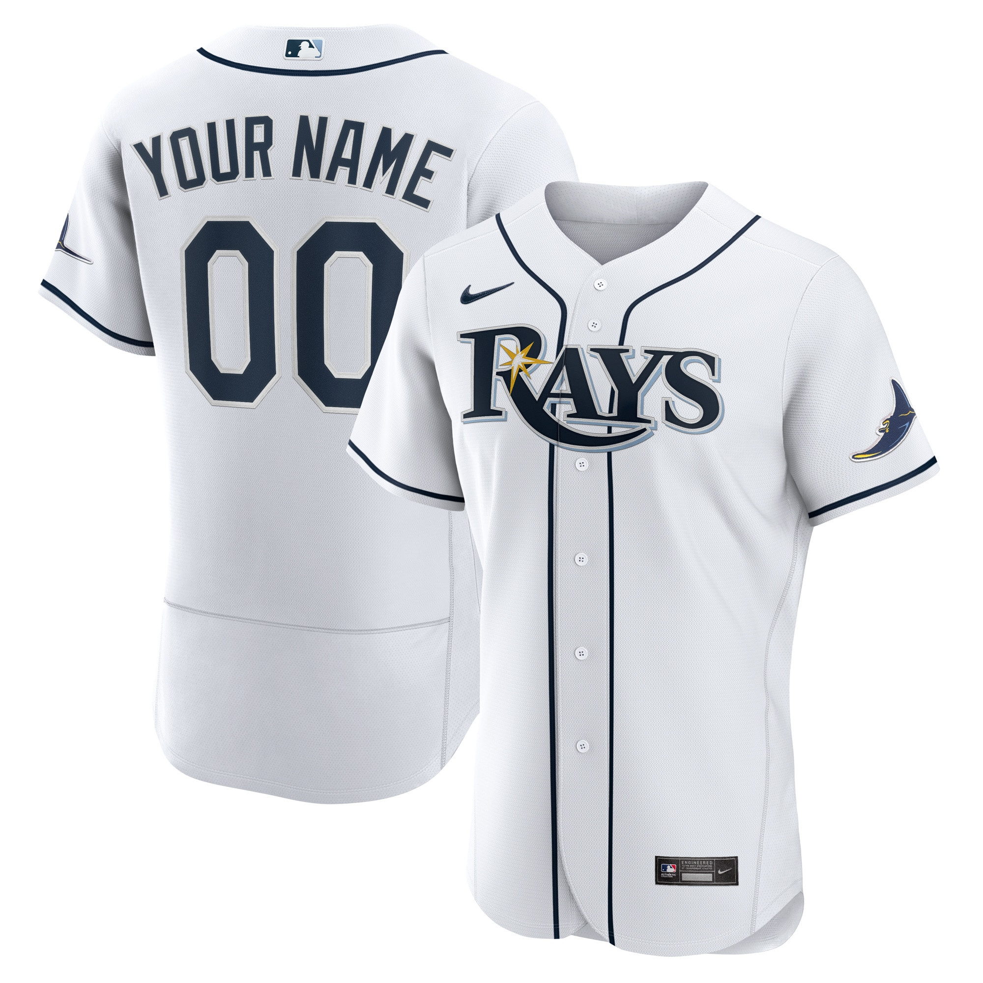 Tampa Bay Rays Home Authentic Custom Jersey – White Custom Jerseys MLB