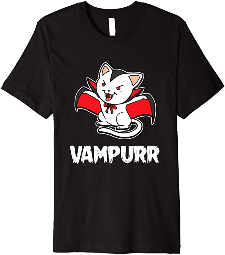 Vampurr Halloween Costume Funny Vampire Kitten Cat Dracula Premium T-Shirt