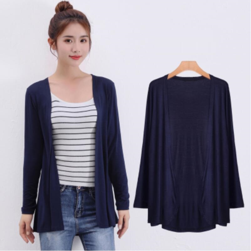 2022 Summer Autumn Korean Women Modal Cardigan Ladies Shawl Female Cotton Sweater Cardigans Long Sleeve Women Casual Thin Coats alx