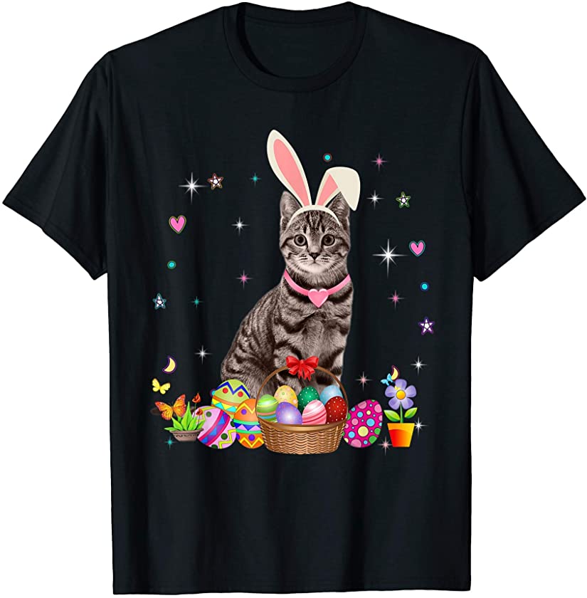 Cute Cat Easter Day Bunny Eggs Easter Costume Womens T-Shirt