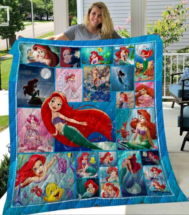 Ariel The Little Mermaid 3D Quilt Blanket, Fleece Blanket