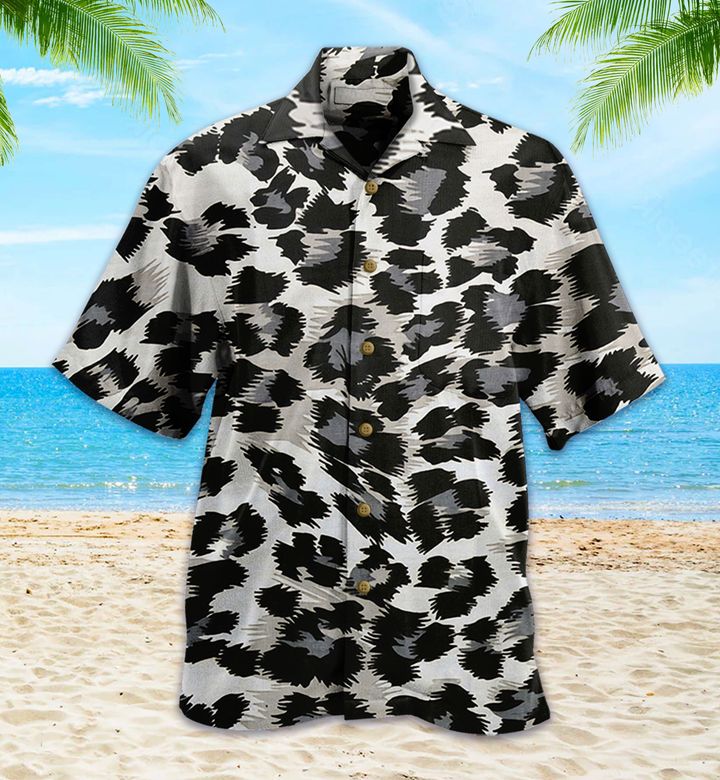 Grey Cheetah Leopard Hawaiian Shirt 3D