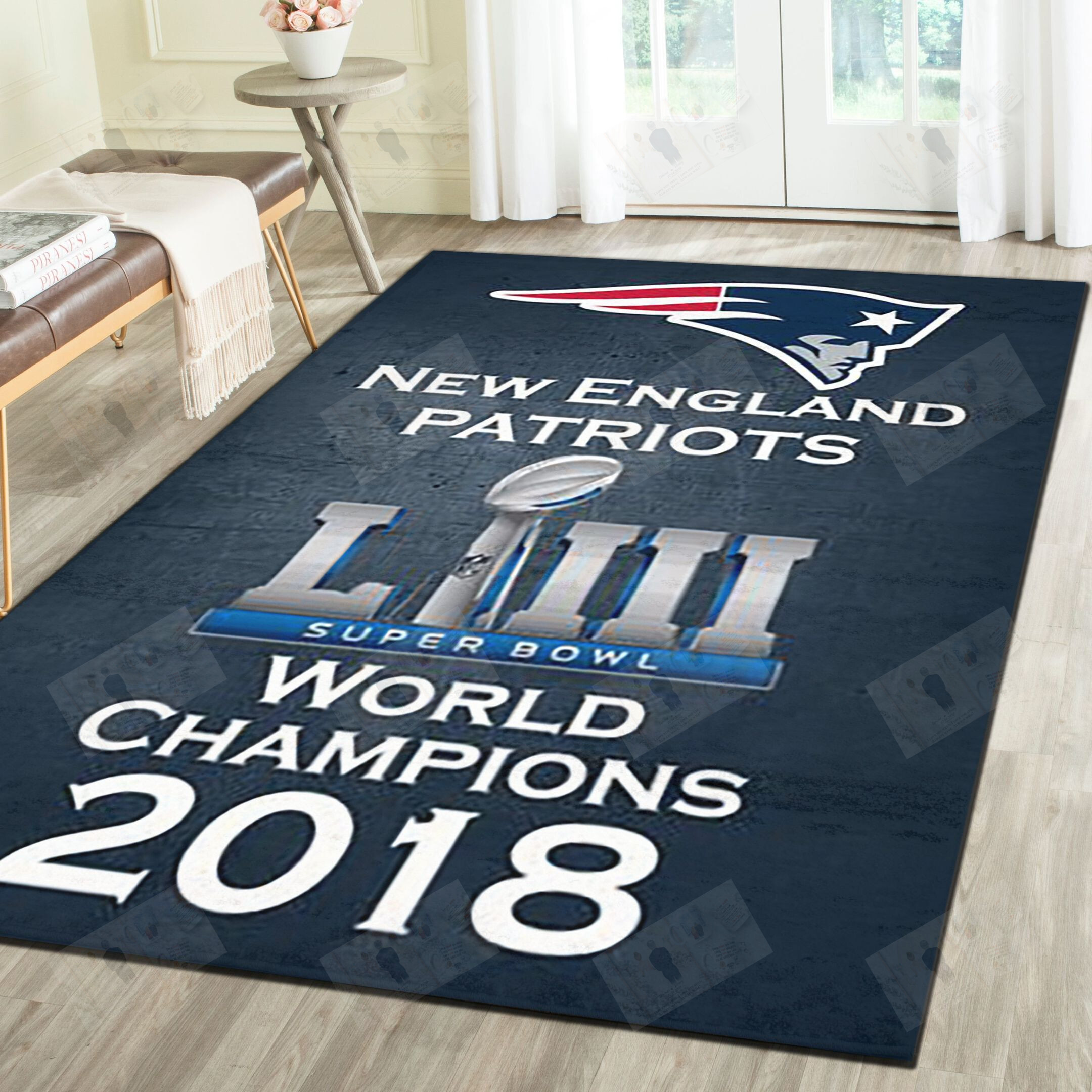 New England Patriots Area Rug, Football Team Living Room Carpet, Fan Cave Floor Mat