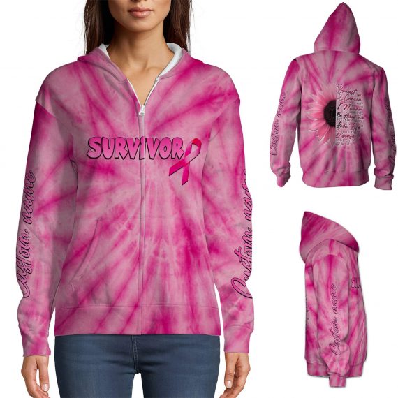 Pink Soldier All Over Print Zip Hoodie For Women With Breast And Supporters In Daily Life