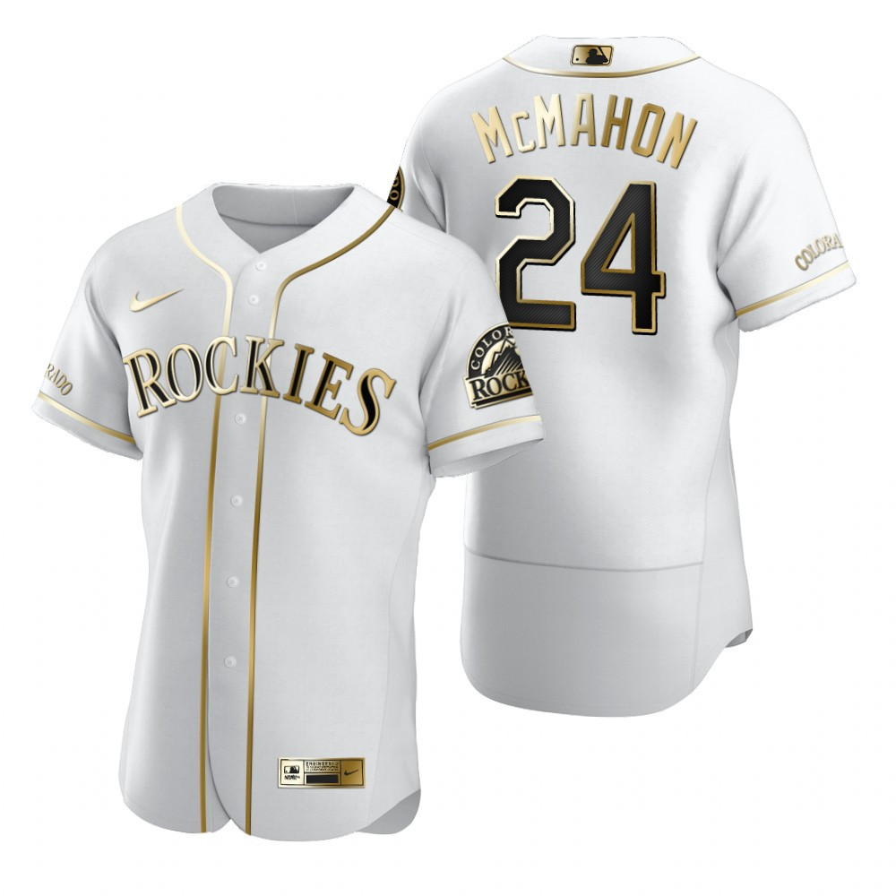 Colorado Rockies #24 Ryan Mcmahon MLB Golden Brandedition White Jersey Gift For Rockies Fans