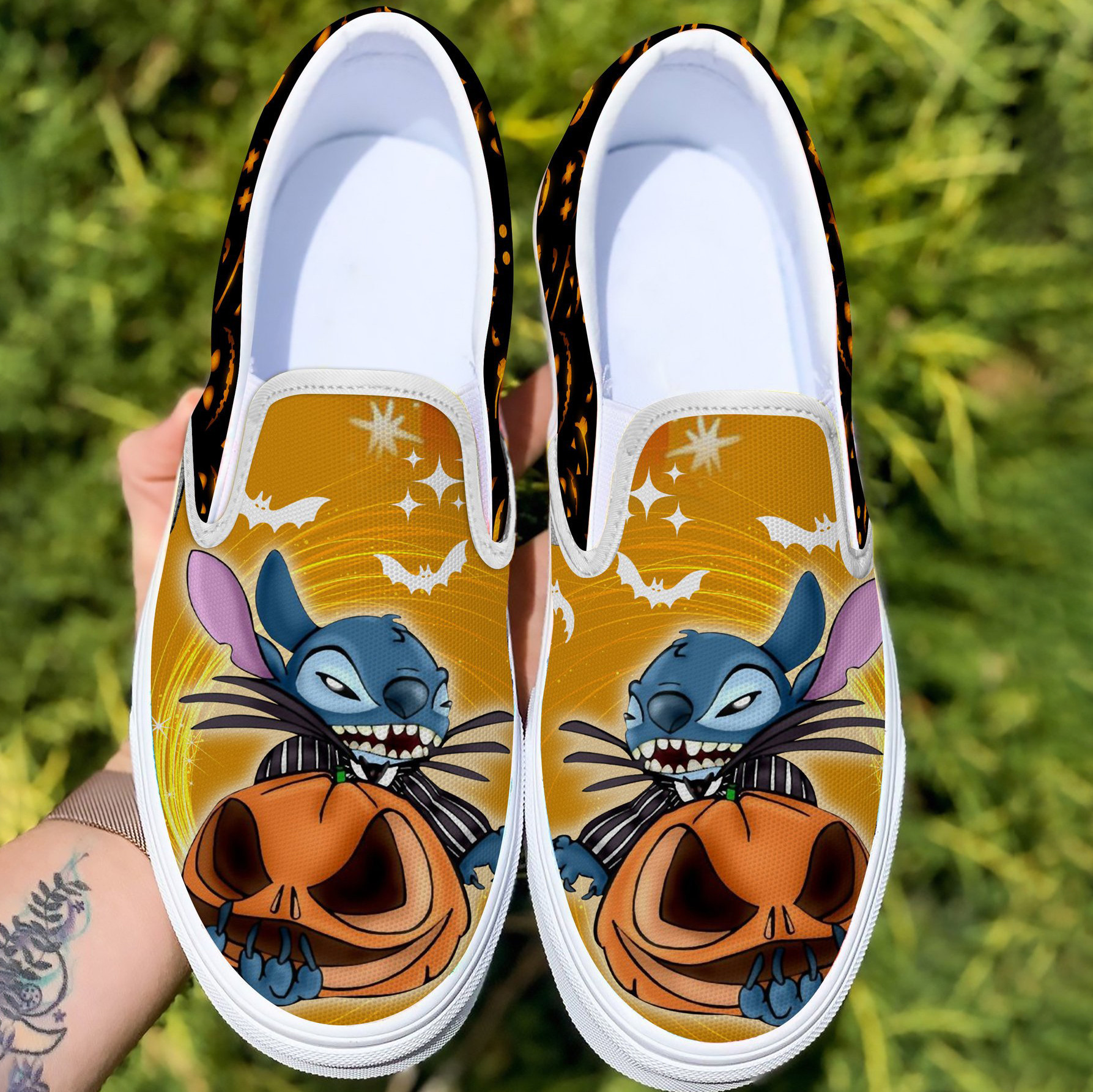 Stitch Halloween Pumpkind Gift For Fans Custom Shoes Slip On Shoes