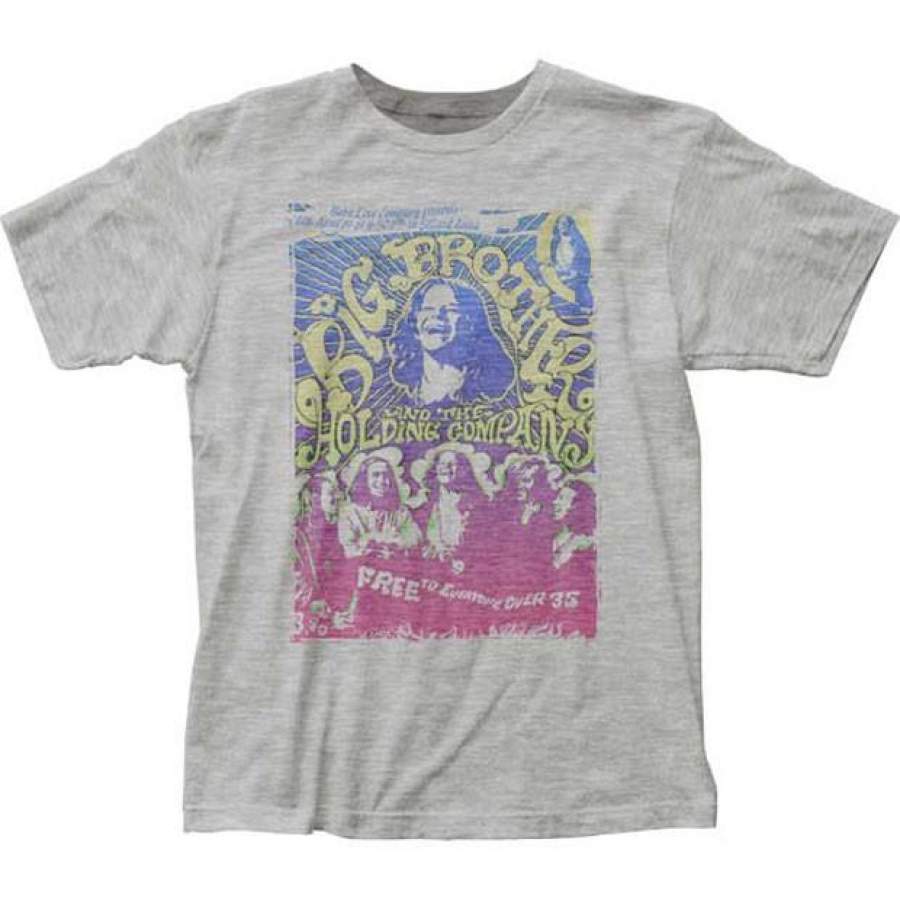 Janis Joplin Big Brother and The Holding Company-Vintage Handbill-Athletic Heather Fitted t-shirt