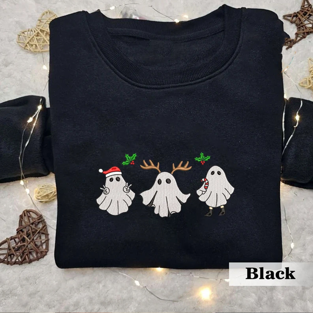 Spooky Season Christmas Embroidered Sweatshirt 2D Crewneck Sweatshirt All Over Print Sweatshirt For Women Sweatshirt For Men Sws4477