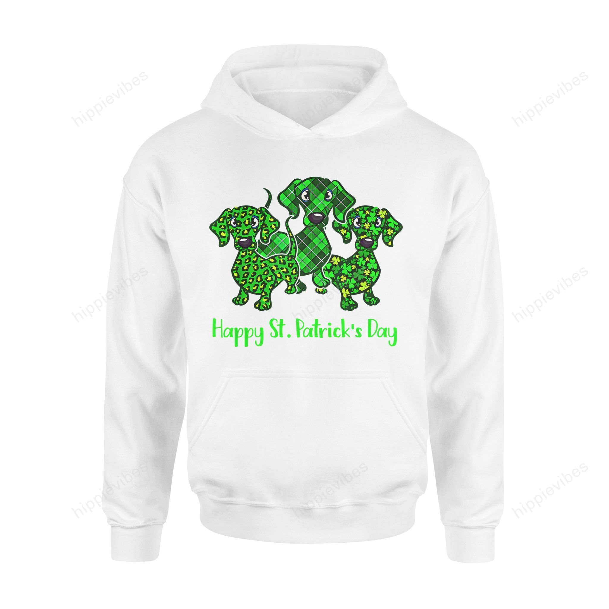 Dog Gift Idea Dachshund Leopard Buffalo Shamrock St Patricks Day T-Shirt – Standard Hoodie