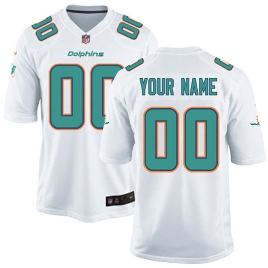 Mens Dolphins Customized White Game Jersey 2019