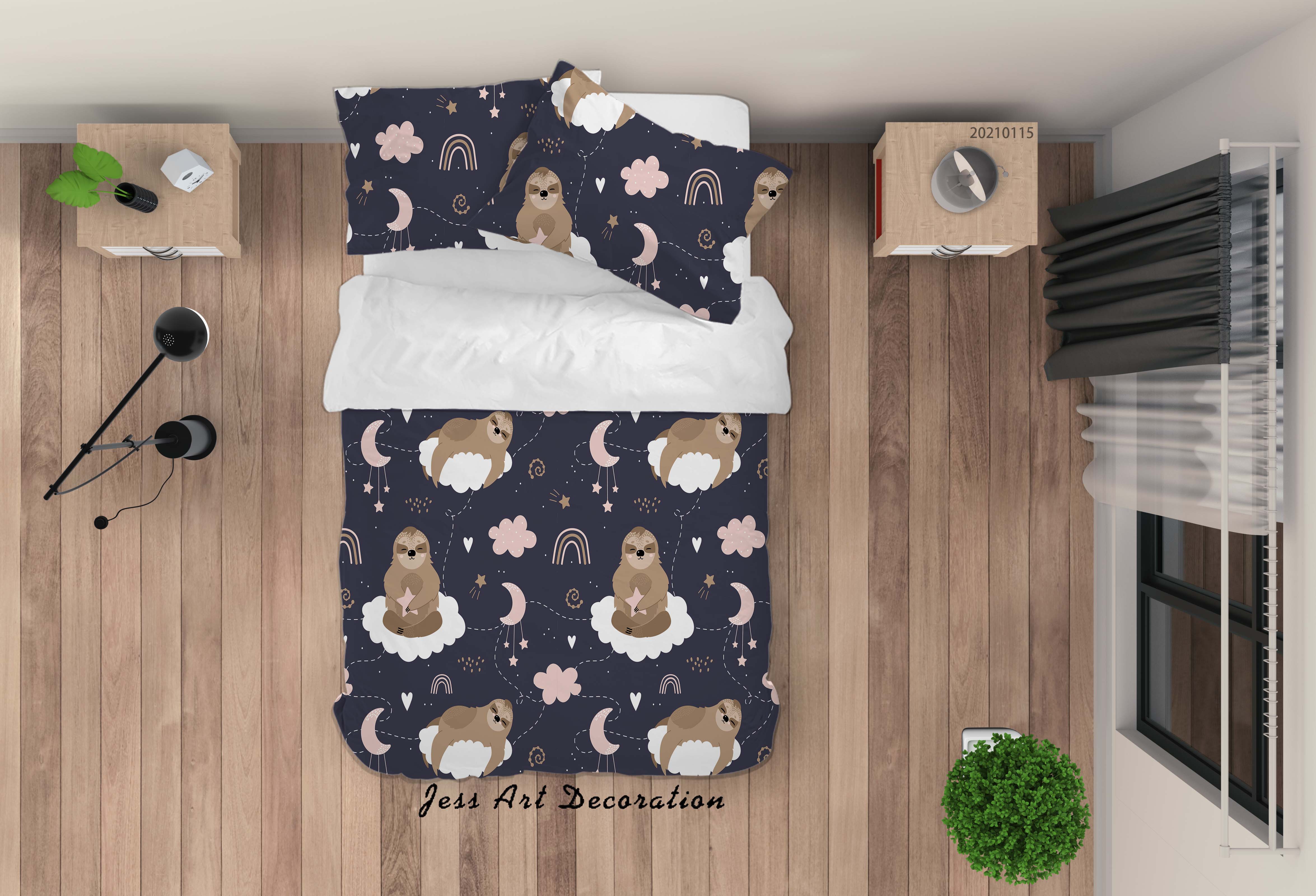 3D Cartoon Pink Animal Sloth Rainbow Quilt Cover Set Bedding Set Duvet Cover Pillowcases 13