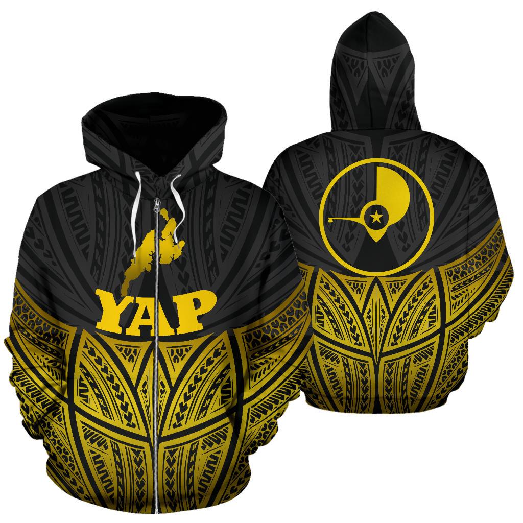 Yap Polynesian Zip-Up Hoodie Gold Pride Map And Seal