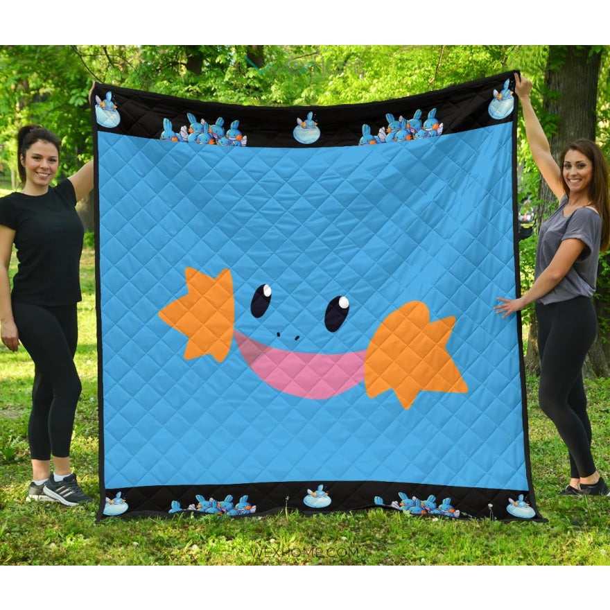 Pokemon Anime Premium Quilt | Mudkip Water Pokemon Face Blue Quilt Blanket Na082703