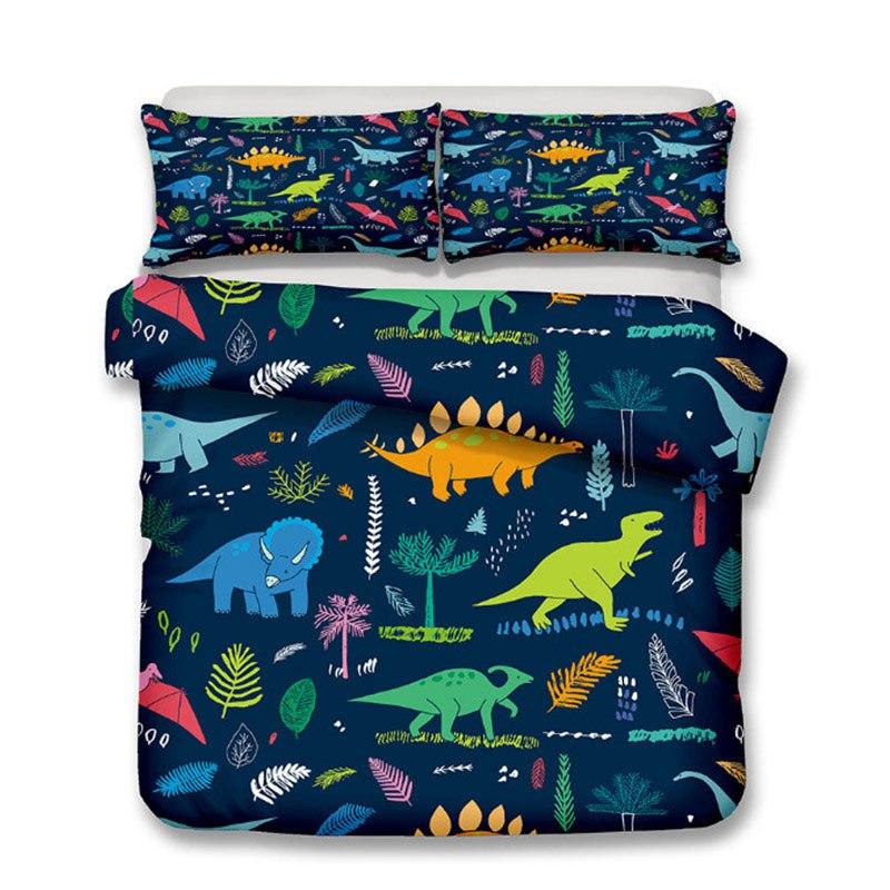 3D Printed Dinosaur Duvet Cover Cartoon Dinosaur Duvet Cover Sets Pillowcase Single/Double/Queen/King Children Room Bedding Set