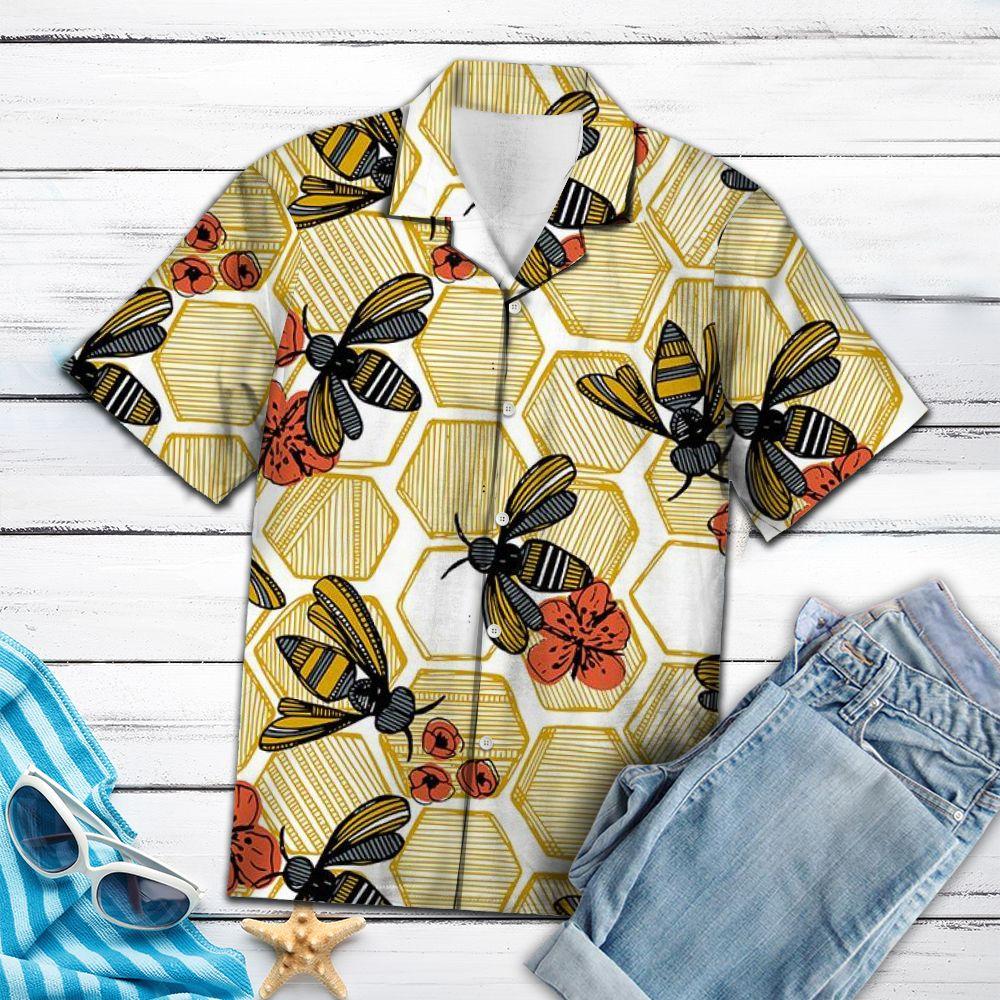 Honey Bee Hexagon Hawaii Shirt For Hawaii Aloha Ha107467