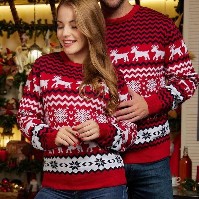 2023 New Year’s Clothes Women Men Matching Sweaters Christmas Family Couples Jumpers Warm Thick Casual O Neck Knitwear Xmas Look alx