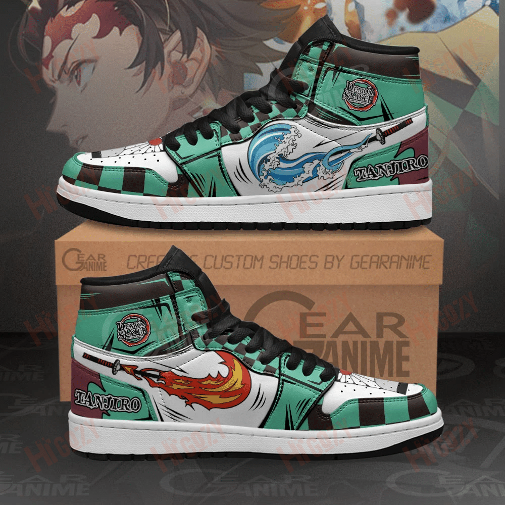 Tanjiro Sneakers Water And Sun Breathing Skills Demon Slayer Custom Anime Shoes