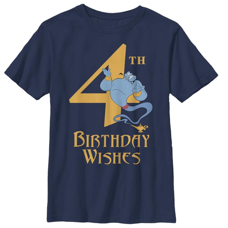 Aladdin Boy’s Genie 4th Birthday Wishes  T Shirt