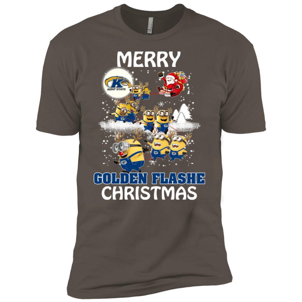 Buy Kent State Golden Flashes Ugly Christmas Sweaters Minions Santa Claus Merry Christmas Men’S T-Shirt