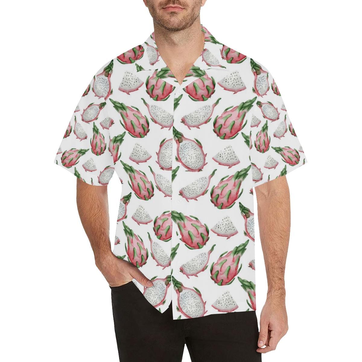 Dragon Fruit Pattern Men’s All Over Print Hawaiian Shirt