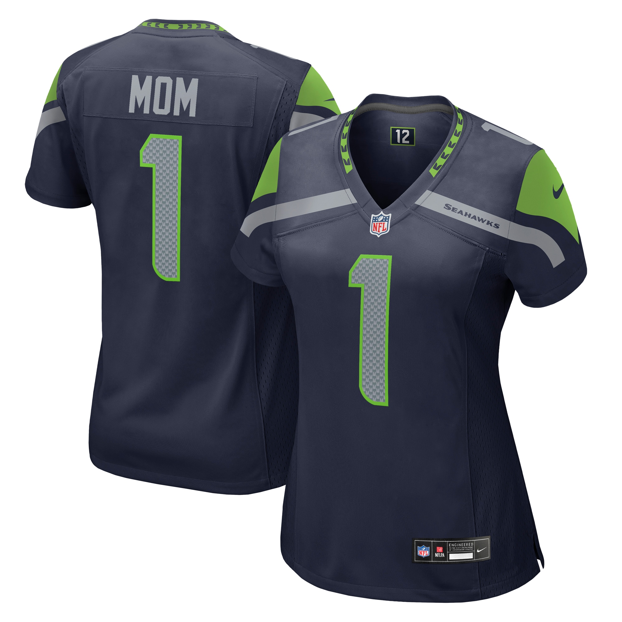 Number 1 Mom Seattle Seahawks Women's Game Jersey – College Navy