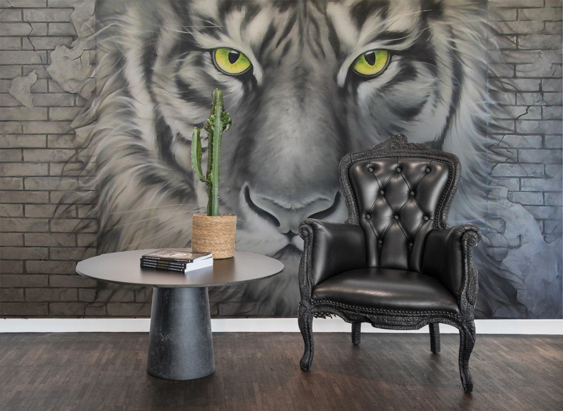 3D Wild, Fierce, Tiger Head Wallpaper