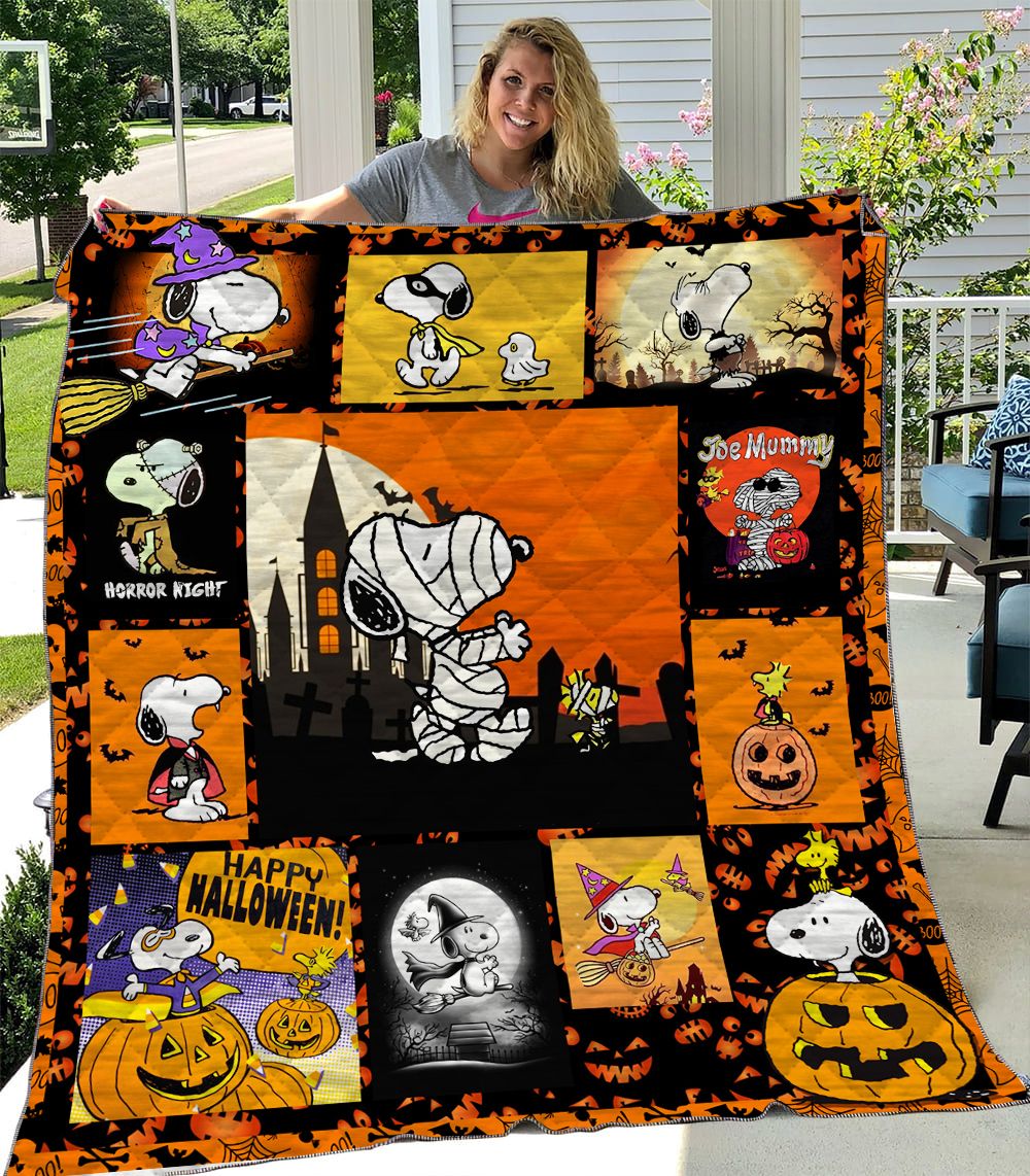 Cartoon Character Mummy Snoopy Halloween Quilt Fleece Blanket Fan Made All Season 3D