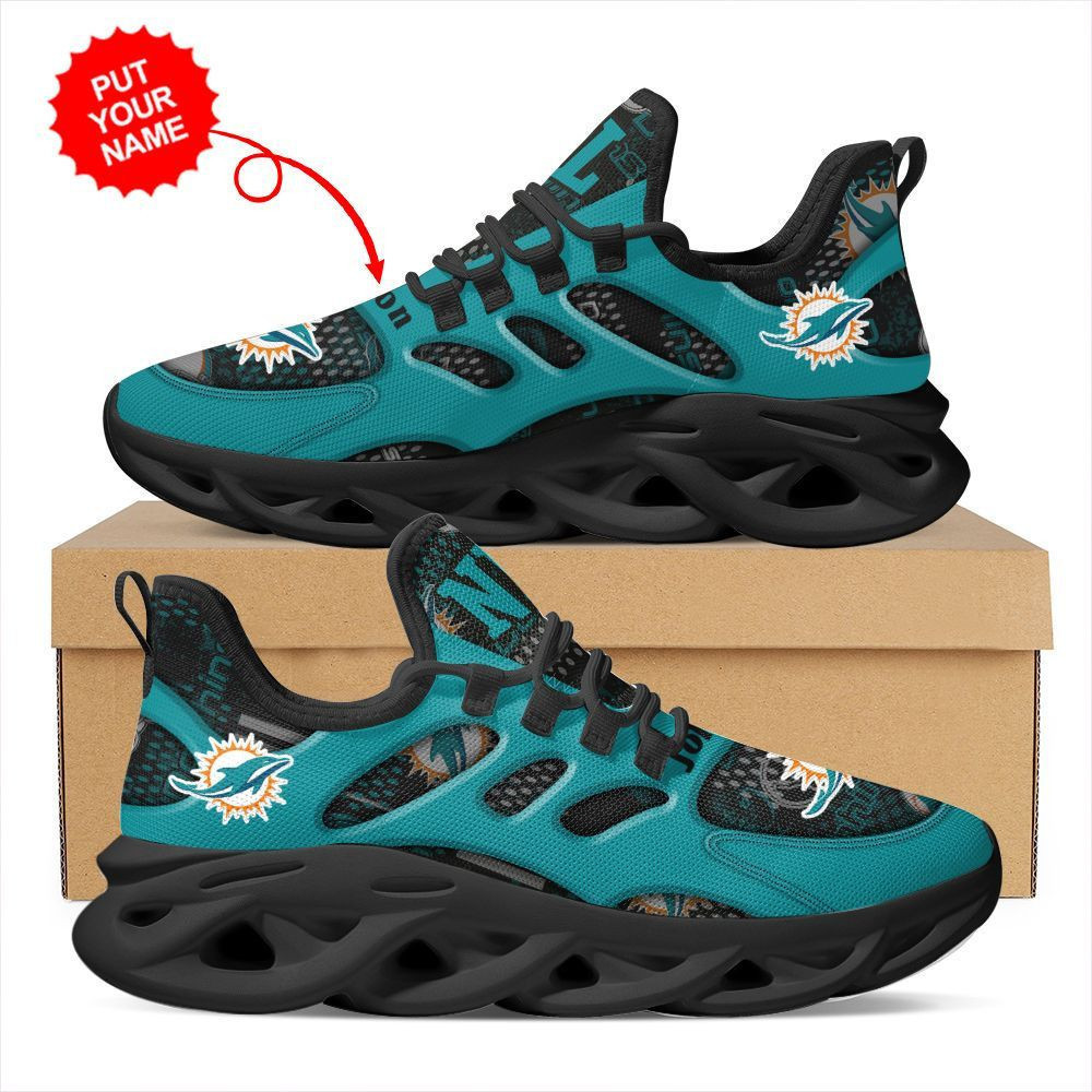 Miami Dolphins Custom Name Personalized Max Soul Sneakers Running Sports Shoes For Men Women