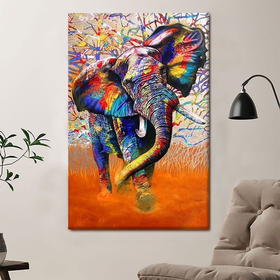 B1905 G643 Elephant Colorful Art Poster & Canvas