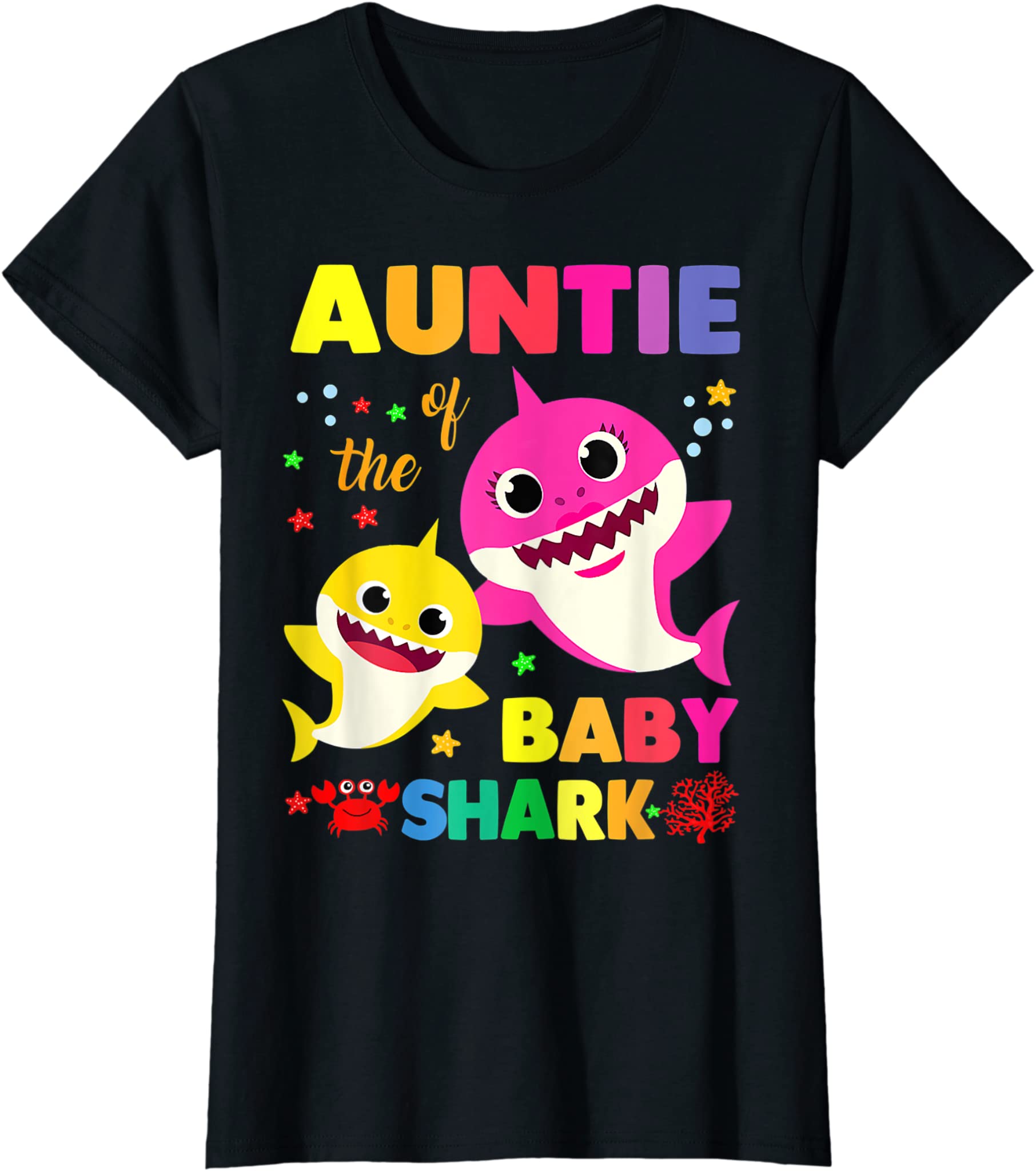 Womens Auntie Of The Baby Shark Birthday Auntie Shark Mother Day T-Shirt