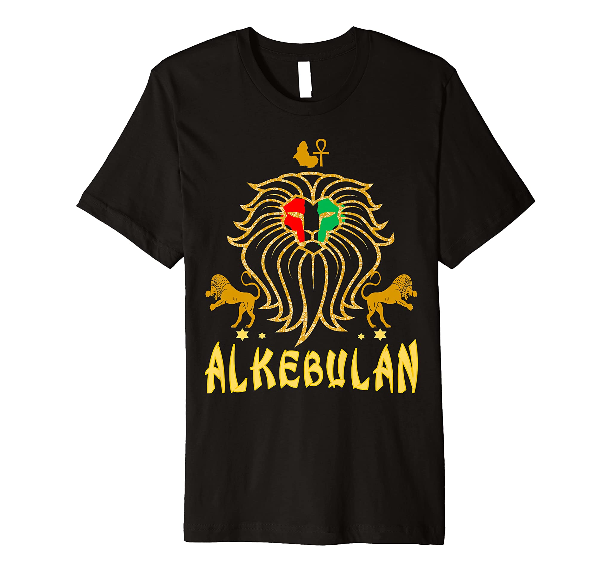 African Lion Rbg Ankh Kemetic Clothing Premium T-Shirt