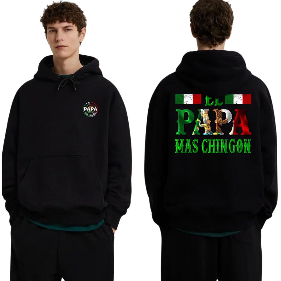 El Papa Más Chingón Hoodie T- Shirt Latino Dad Gift with Eagle & Flag | Funny Fathers Day Tee for BBQs & Family Events – For Men And Women