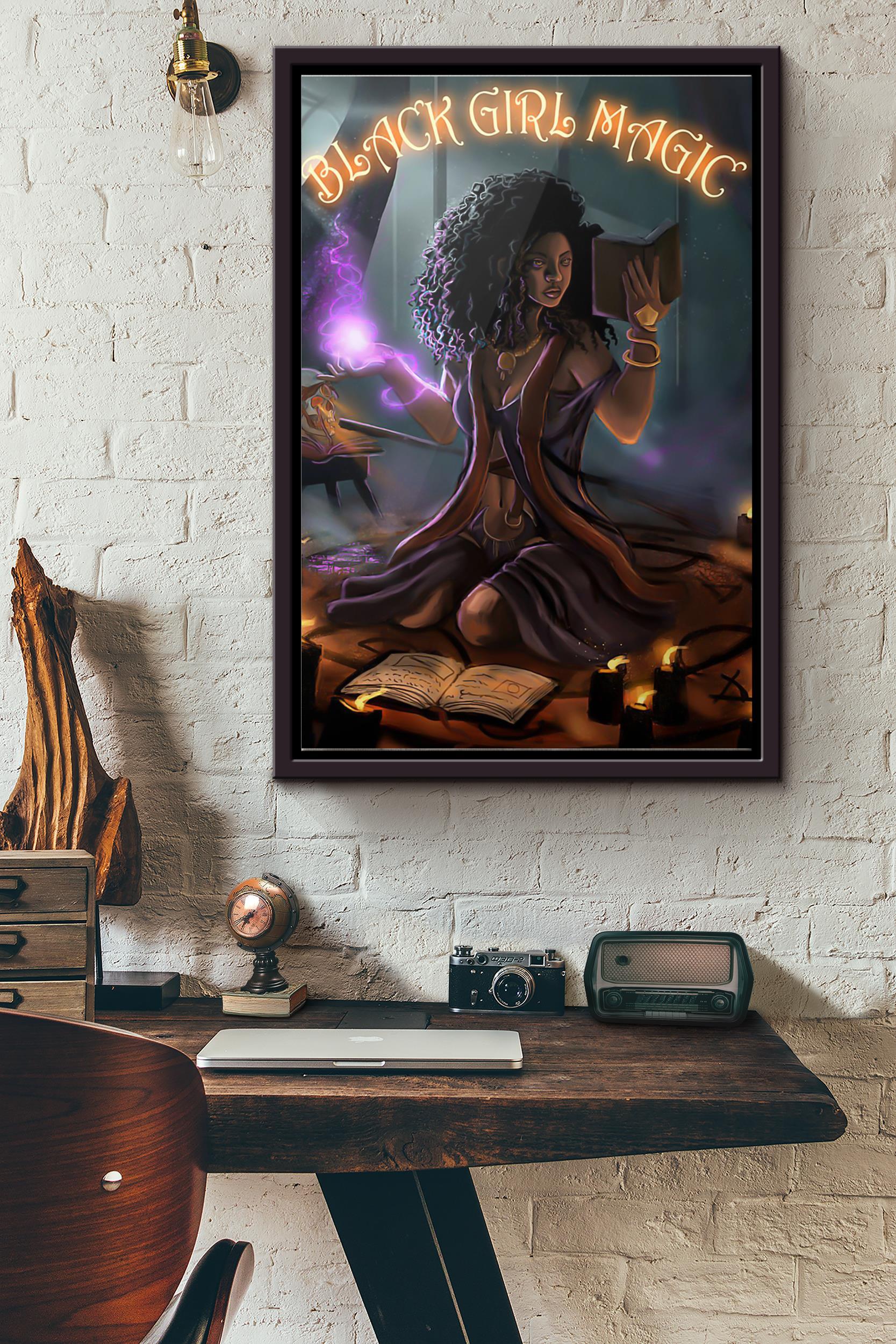 Black Girl Witch Magic Poster Framed Matte Canvas