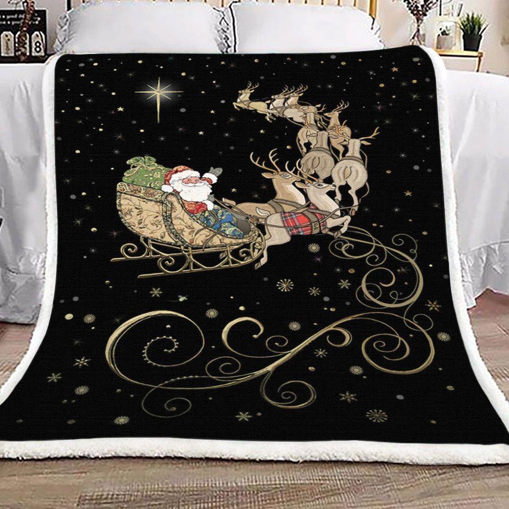 To My Children Santa Claus And His Reindeers In The Sky Family Fleece Blanket Gift For Girls Birthday Gift Christmas Gift Home Decor Bedding Couch Sofa Soft And Comfy Cozy