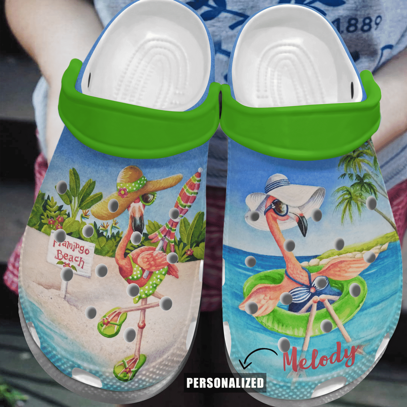 Flamingo Beach Personalized Clog, Custom Name, Text, Color, Number Fashion Style For Women, Men, Kid, Print 3D