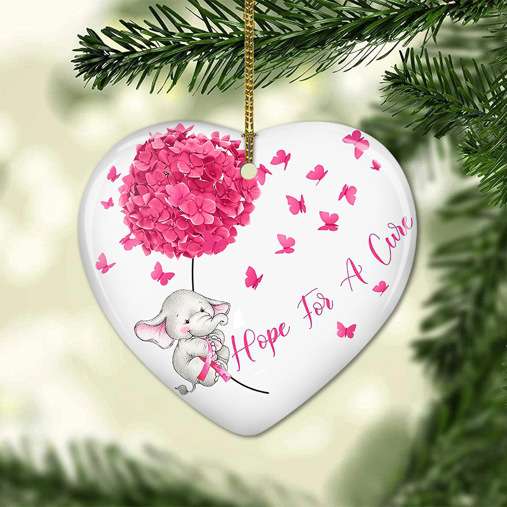 Breast Cancer Dandelion Elephant Hope For A Cure – Heart Ornament