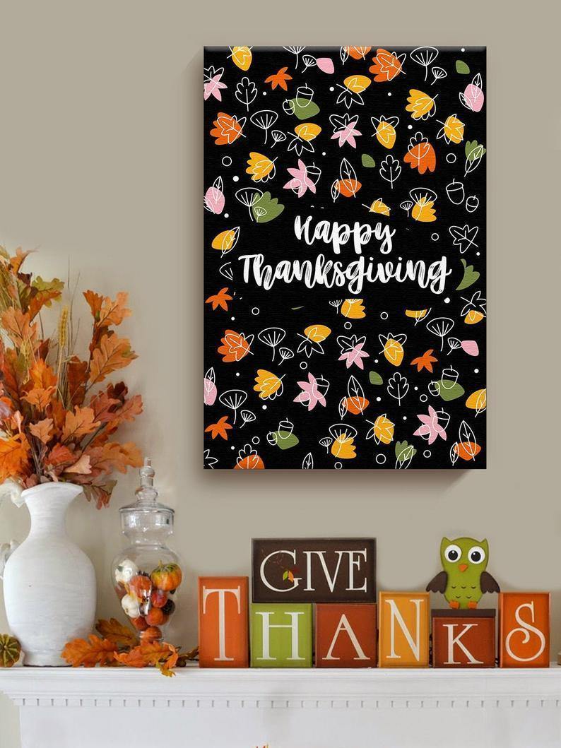 Thanksgiving Canvas Office Wall Art Colorful Foliage Home Decor Prints