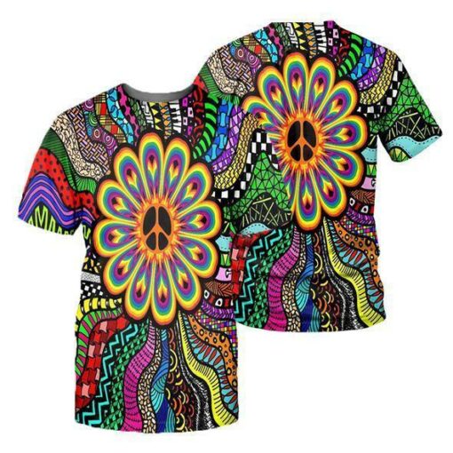 Hippie Peace Sign Pattern Hippie Style 3D All Over Print Shirts For Men & Women, Gift For Hippie Soul, Hippie Lover