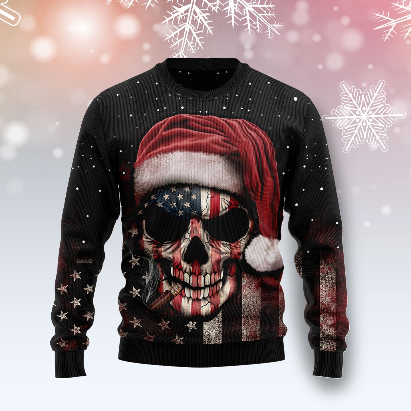 Amazing Skull Christmas HZ120715 unisex womens & mens, couples matching, friends, funny family ugly christmas holiday sweater gifts (plus size available)