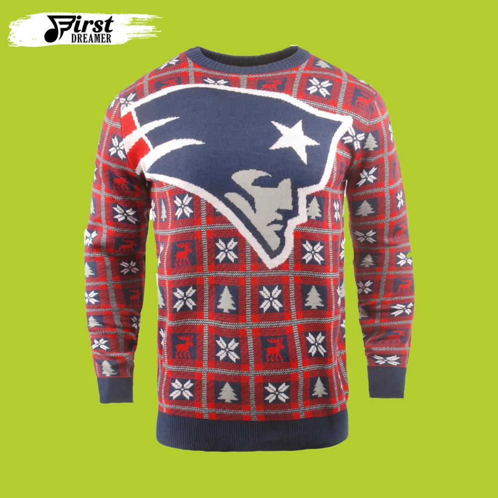 Big Logo New England Patriots Gift For Fan Ugly Wool Sweater Christmas V2