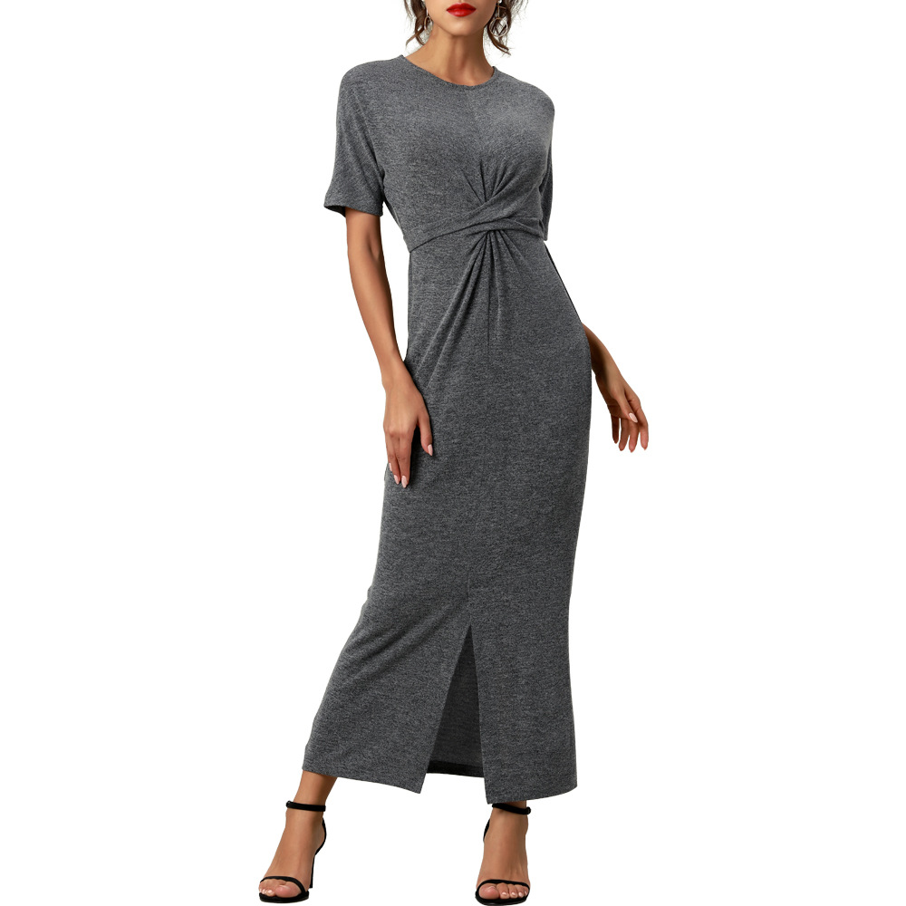 Solid Cotton Pajamas for Women Sexy Nightwear Knitted Slim Long Skirt Short Sleeve Nightgown Women’s Loungewear Maxi Dresses Pj alx