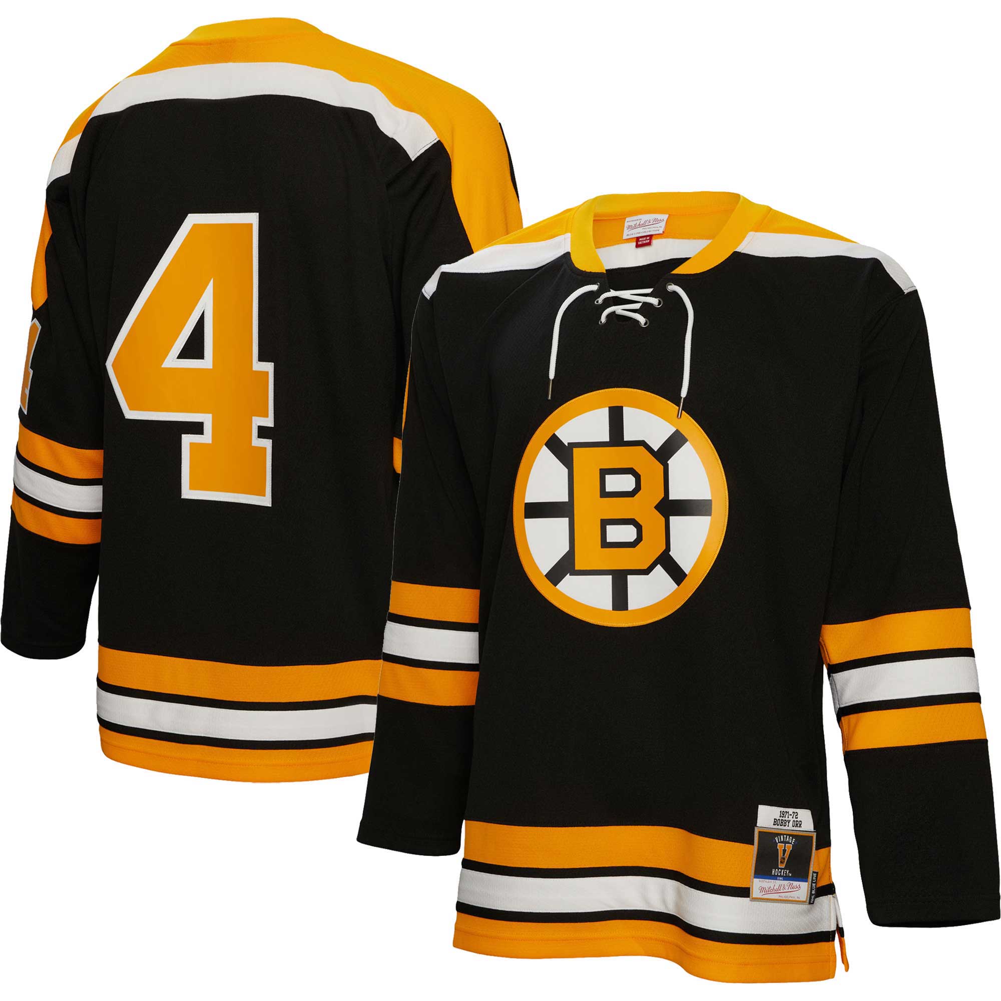 Men's Boston Bruins Bobby Orr Mitchell & Ness Black 1971/72 Blue Line Player Jersey