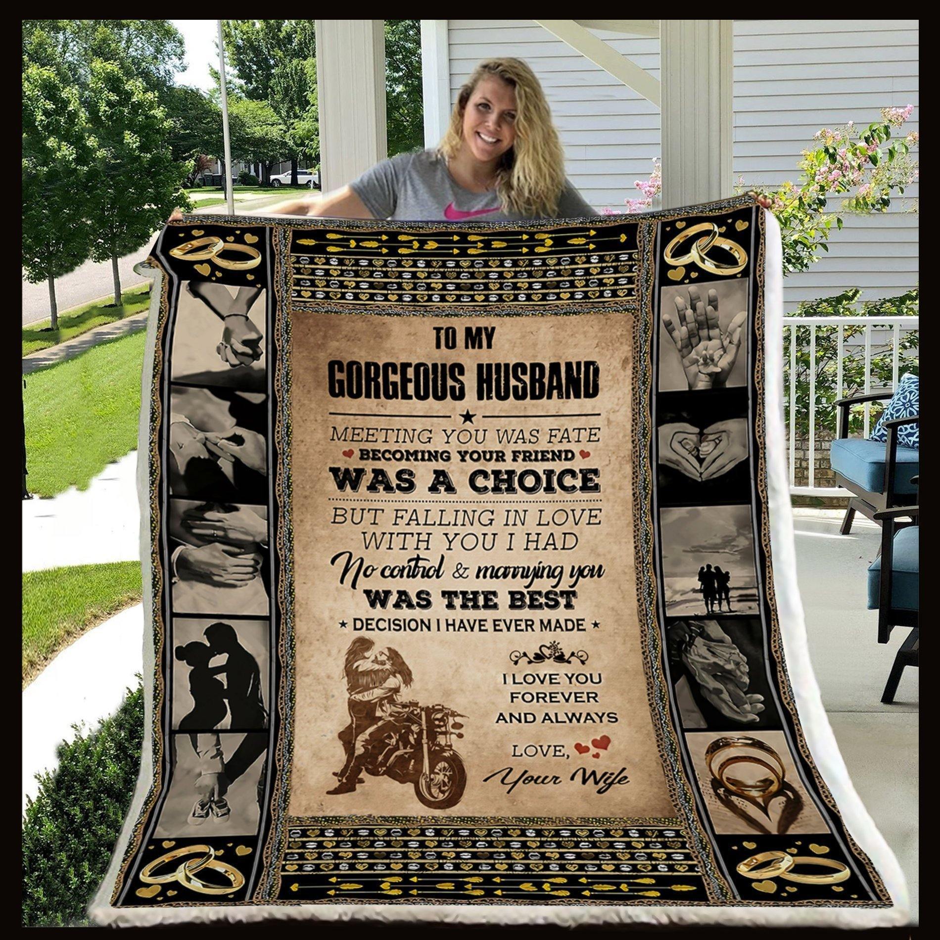 To My Husband – Meeting You – Gift For Husband Home Decor Gift For Family – Sherpa Blanket Fleece Blanket