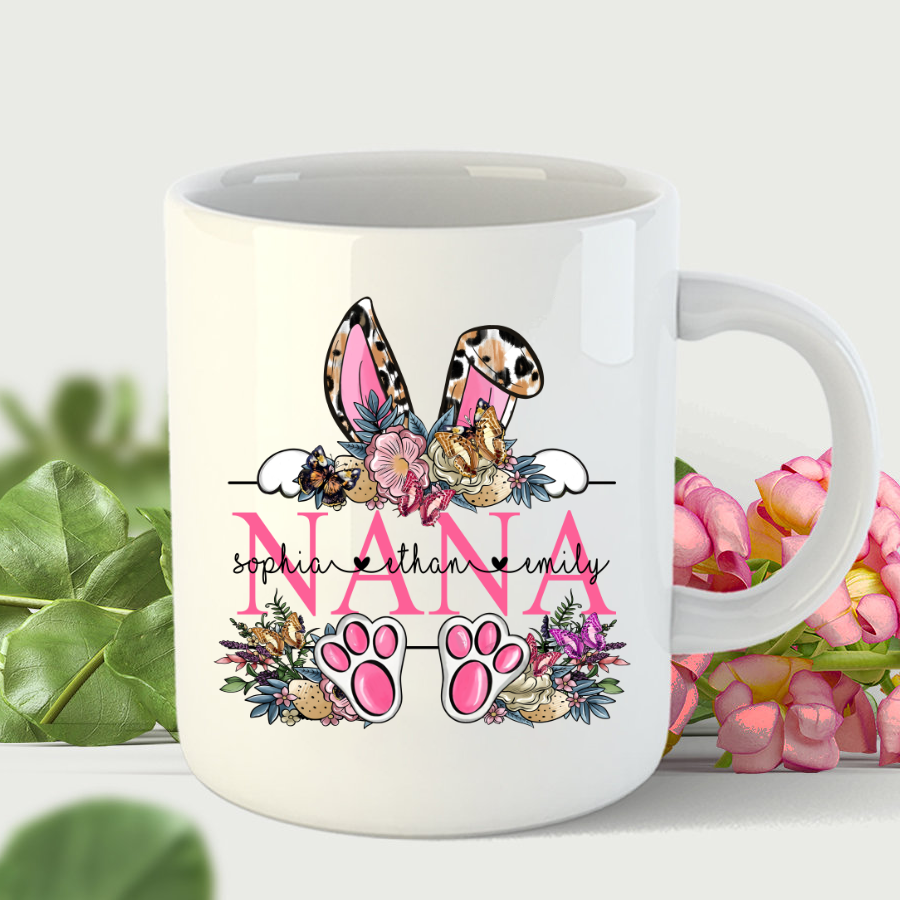 Leopard Bunny Nana And Kids, Custom Grandma Shirt, Mother Day Gift Cth01 Mug