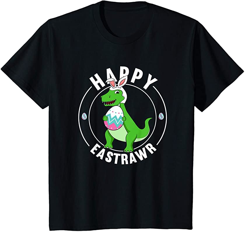 Kids Happy Eastrawr T Rex Dinosaur Toddler Boy Easter Bunny Egg T-Shirt