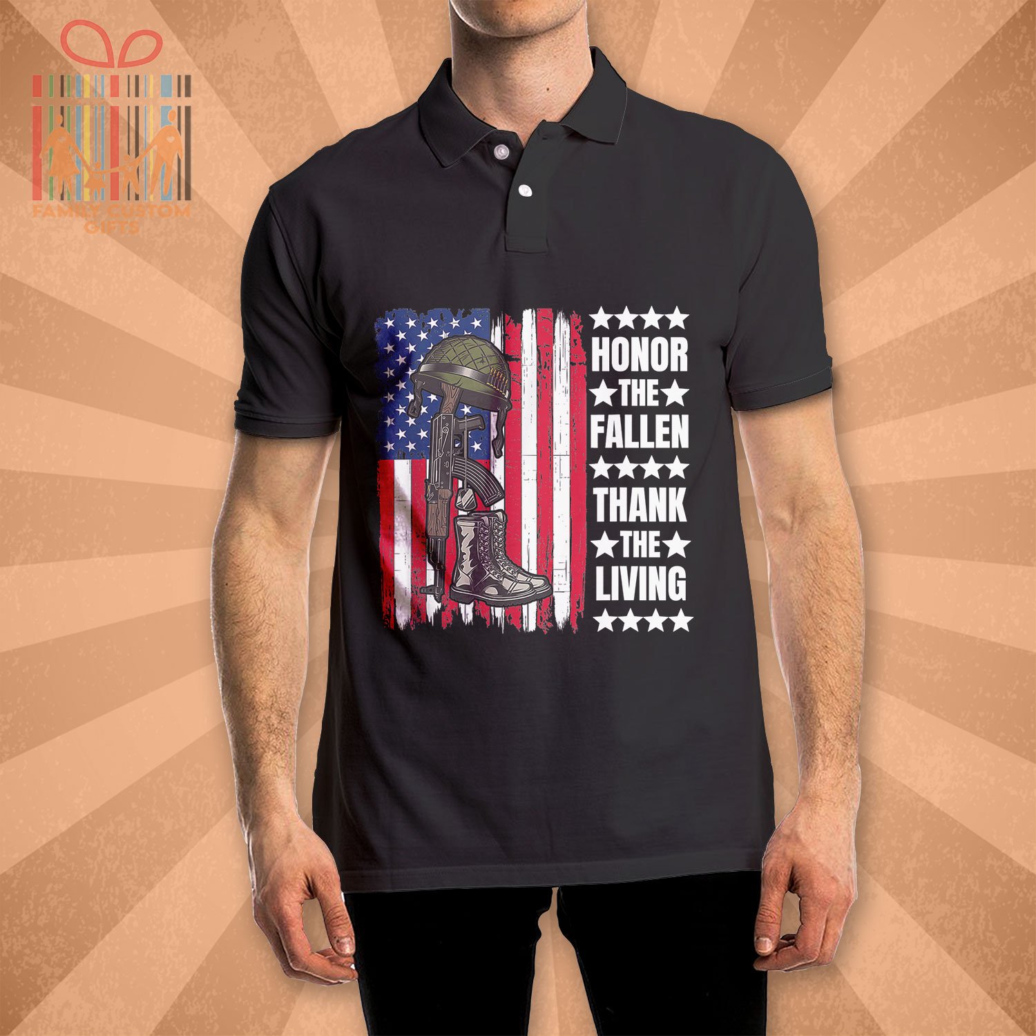 Custom Polo Shirts Honor The Fallen Thank The Living Memorial Day Veteran Polo Shirts For Men Livingtee