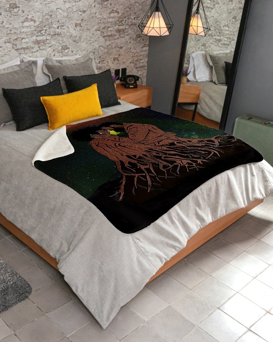 Naptural Black Couple Art – Forever Love Roots Fleece Blanket – Quilt Blanket