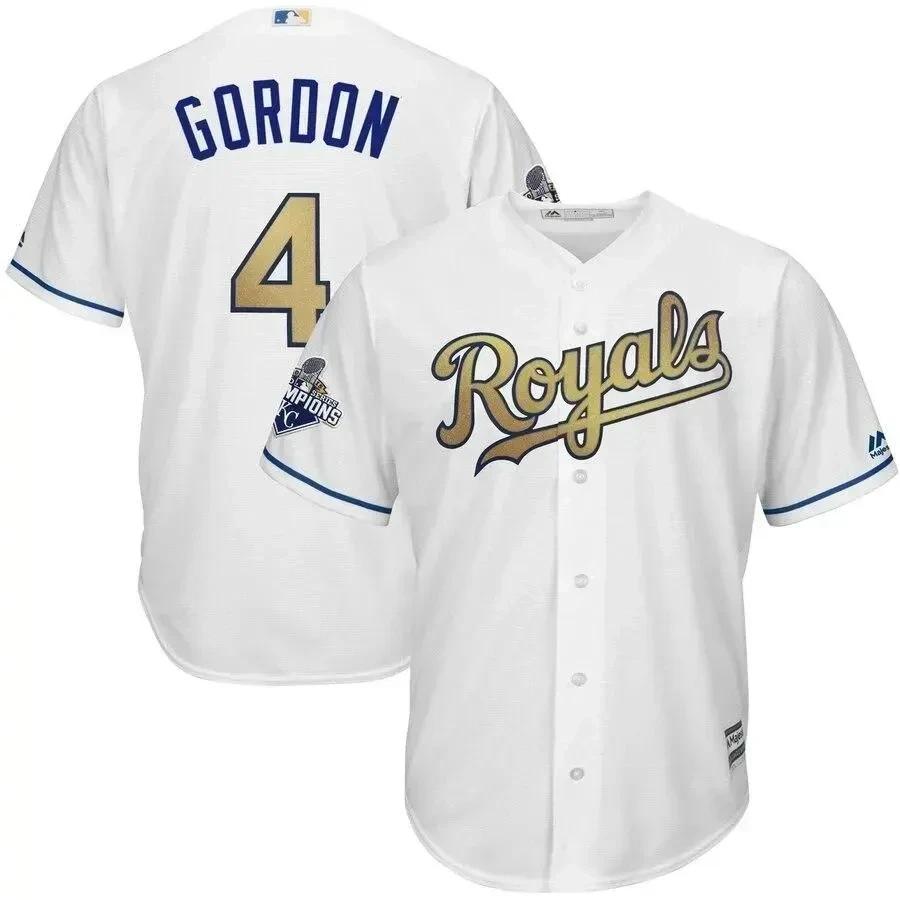 Alex Gordon Kansas City Royals World Series Champions Gold Program Cool Base Player Jersey – White